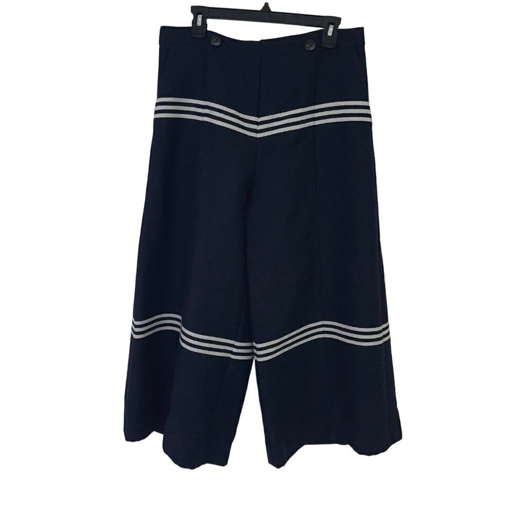 Baum Und Pferdgarten Womens Trousers Size 42 Blue Wide Leg Cropped Pockets New